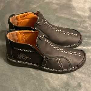 Mens Fashion leather side zip shoes